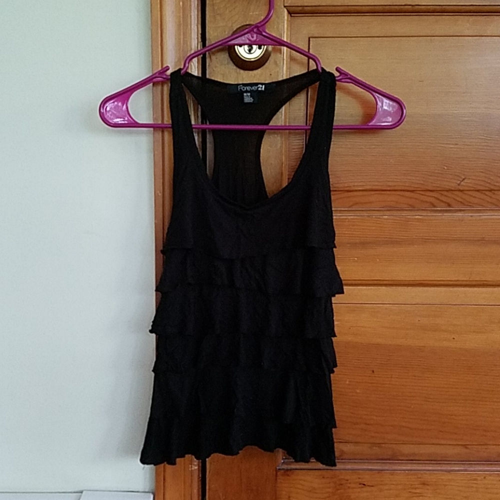 Frilly Black Tank Top from Forever 21 - M